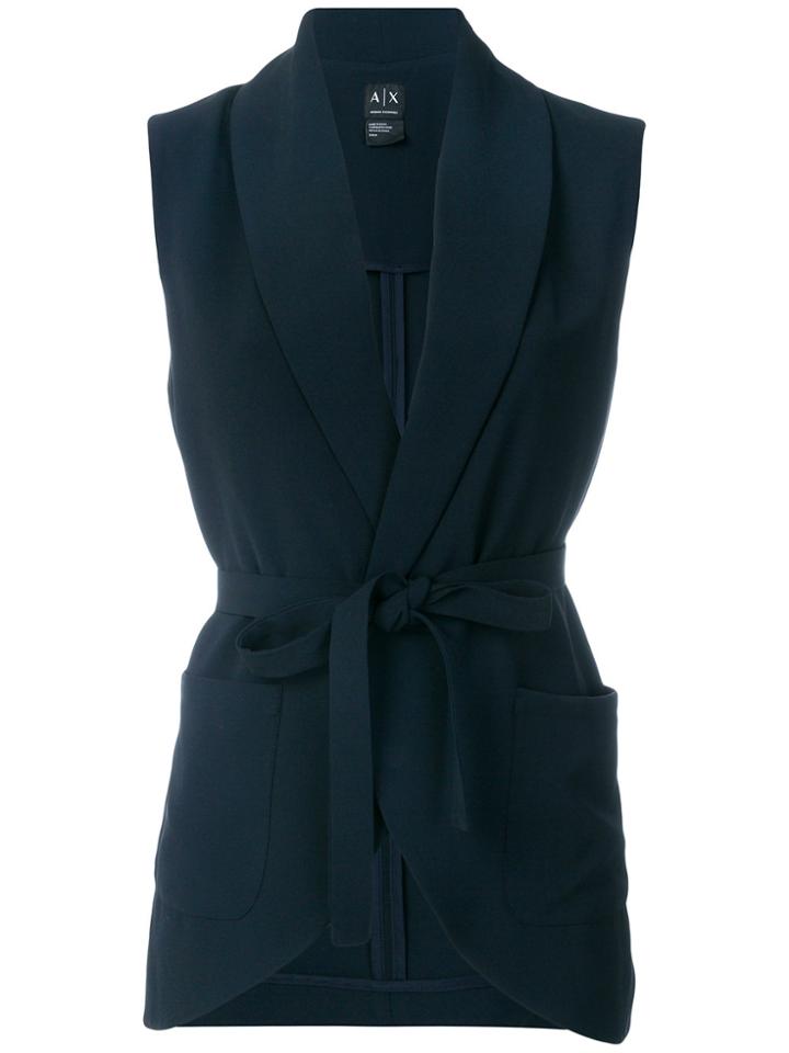 Armani Exchange Belted Sleeveless Jacket - Blue