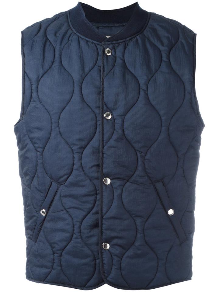 Maison Kitsuné Quilted Gilet, Men's, Size: Medium, Blue, Polyamide