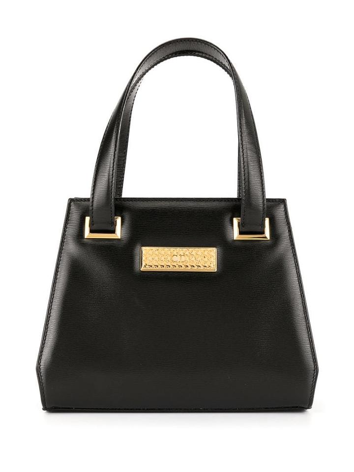 Christian Dior Pre-owned Houndstooth Check Plate Handbag - Black