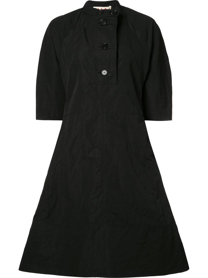 Marni - Midi Dress - Women - Cotton/linen/flax - 46, Black, Cotton/linen/flax