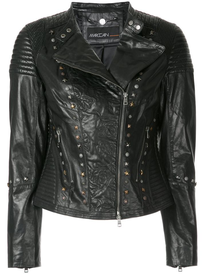 Marc Cain Embroidered Biker Jacket - Black