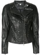Marc Cain Embroidered Biker Jacket - Black