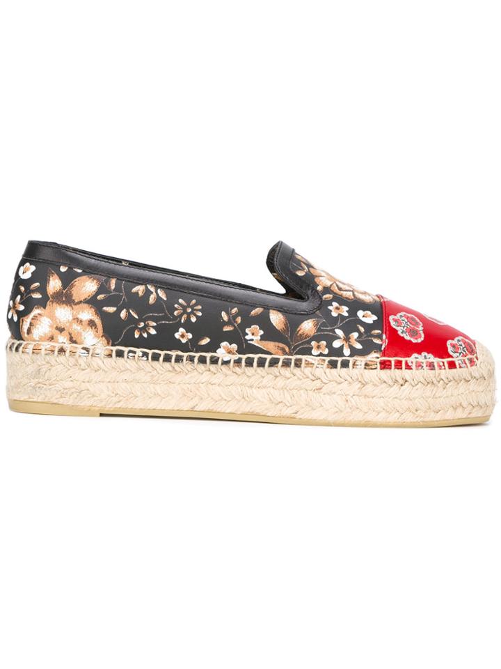 Alexander Mcqueen Floral Print Espadrilles - Black