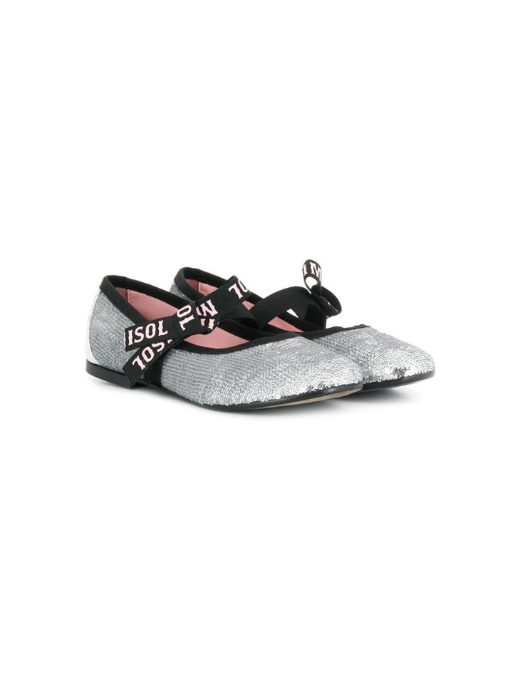 Mi Mi Sol Teen Sequin Ballerinas - Silver