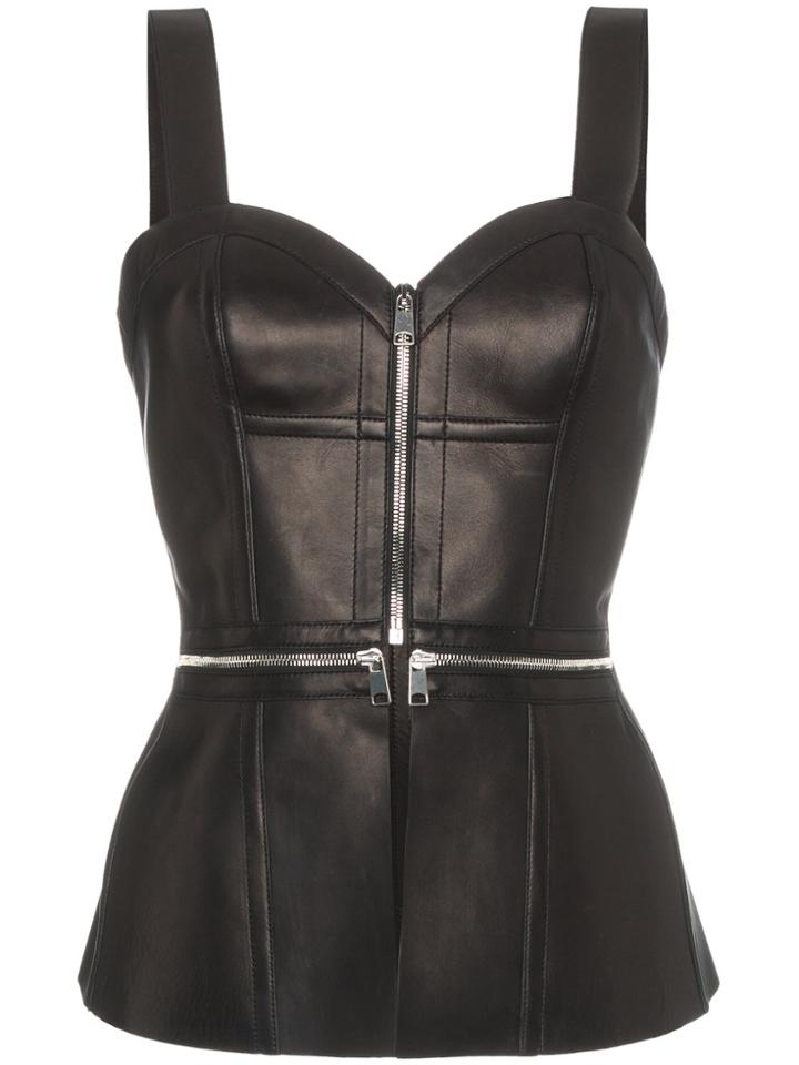 Alexander Mcqueen Leather Corset Top - Black