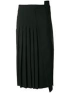 Tela Asymmetric Pleated Skirt - Black