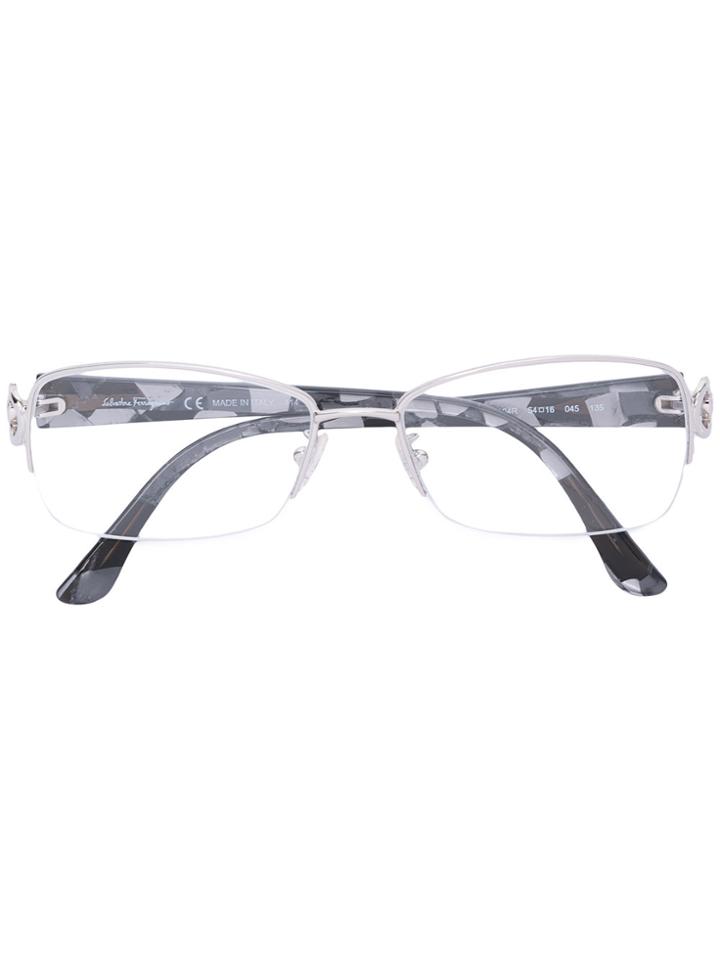 Salvatore Ferragamo Eyewear Oval Frame Glasses - Metallic