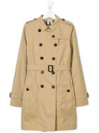 Burberry Kids Double Breasted Trench Coat - Nude & Neutrals