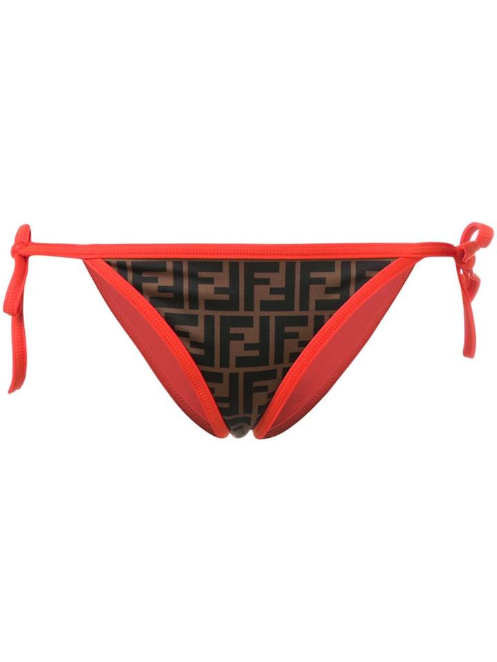 Fendi Logo Printed Bikini Bottoms - Brown