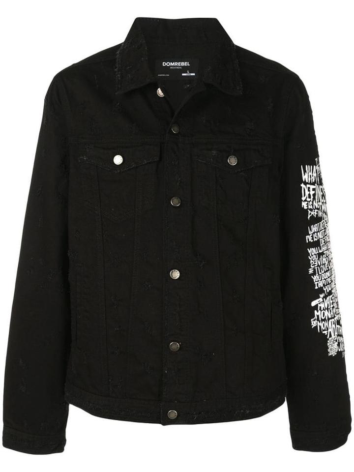 Domrebel Flower Denim Jacket - Black