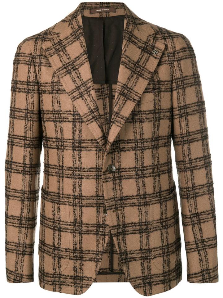 Tagliatore Check Print Blazer - Brown