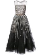 Oscar De La Renta Sleeveless Sequin Embroidered Gown - Black
