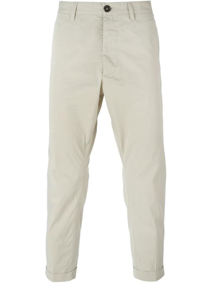 Dsquared2 Cropped Chino Trousers, Men's, Size: 52, Nude/neutrals, Cotton