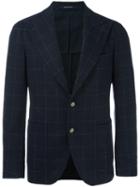 Tagliatore Lightly Checked Jacket, Men's, Size: 52, Blue, Virgin Wool/polyamide/cupro