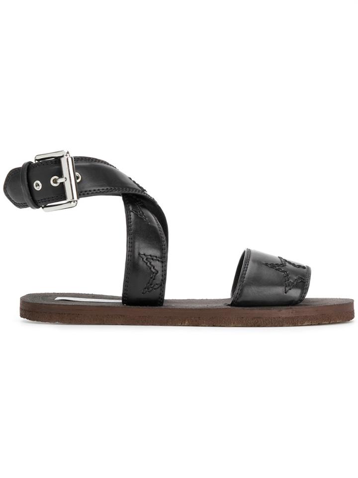 Stella Mccartney Star Embroidered Sandals - Black