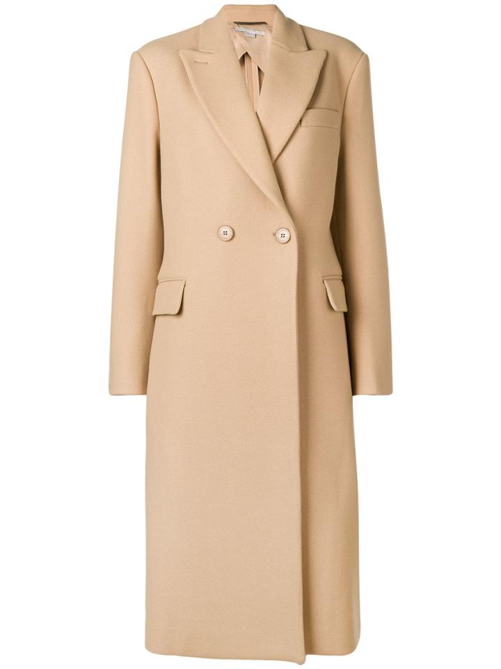 Stella Mccartney Katherine Felt Double-breasted Coat - Nude & Neutrals