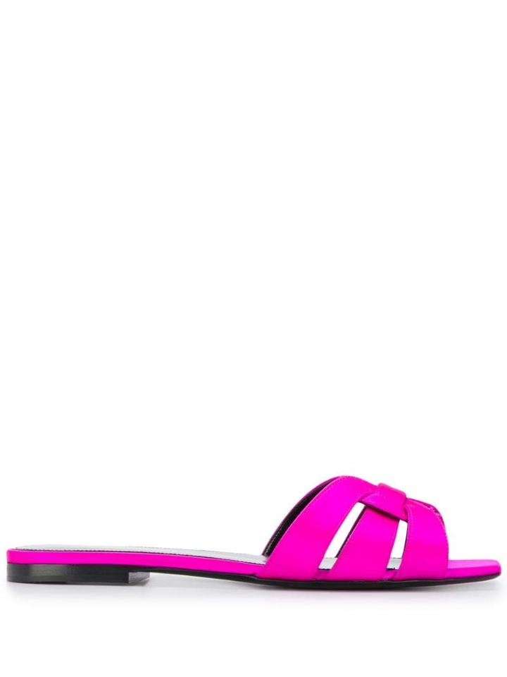 Saint Laurent Tribute Flat Sandals - Purple