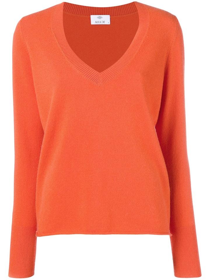Allude Cashmere V-neck Jumper - Yellow & Orange