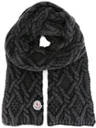 Moncler Cable Knit Scarf, Adult Unisex, Grey, Virgin Wool