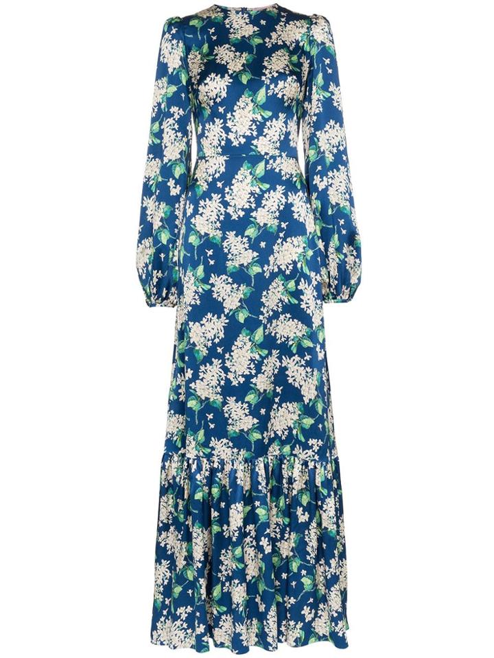 The Vampire's Wife The Belle Floral Silk Dress - Blue