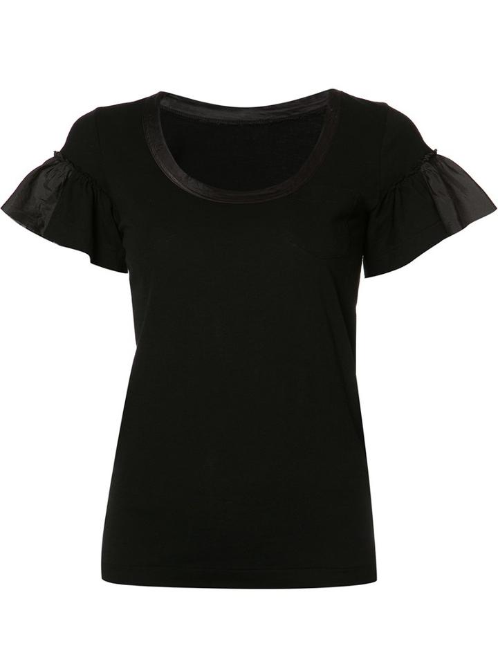 Sacai Flutter Sleeve T-shirt, Women's, Size: 2, Black, Cotton/cupro