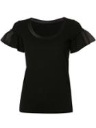 Sacai Flutter Sleeve T-shirt, Women's, Size: 2, Black, Cotton/cupro