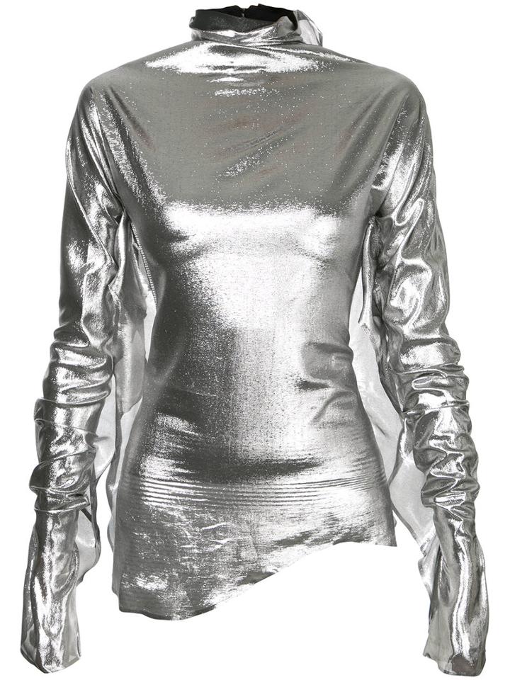Paula Knorr - Turtleneck Blouse - Women - Silk/polyester - S, Women's, Grey, Silk/polyester