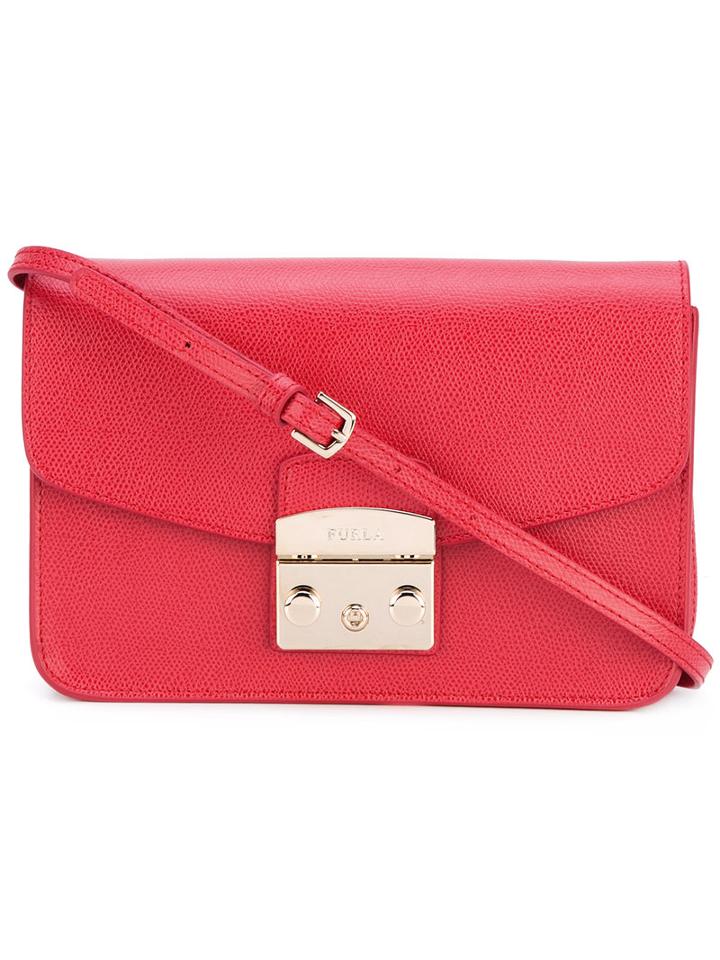 Furla - Metropolis Saffiano Crossbody Bag - Women - Calf Leather/leather/suede - One Size, Red, Calf Leather/leather/suede