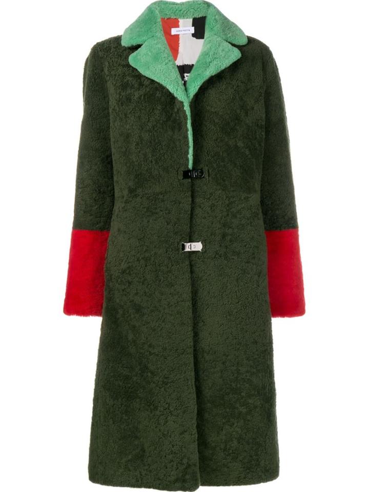 Saks Potts 'febbe' Coat, Women's, Size: 2, Green, Sheep Skin/shearling/polyester