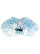 Charlotte Simone 'muffin Tops' Shearling Collar, Women's, Blue, Silk/cotton/leather/lamb Fur