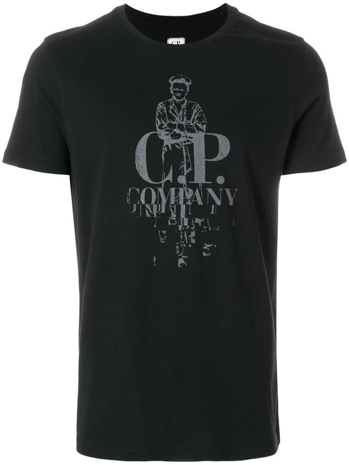 Cp Company Logo Print T-shirt - Black