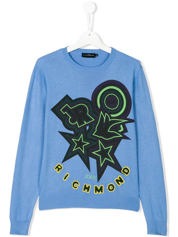 John Richmond Kids Teen Intarsia Jumper - Blue