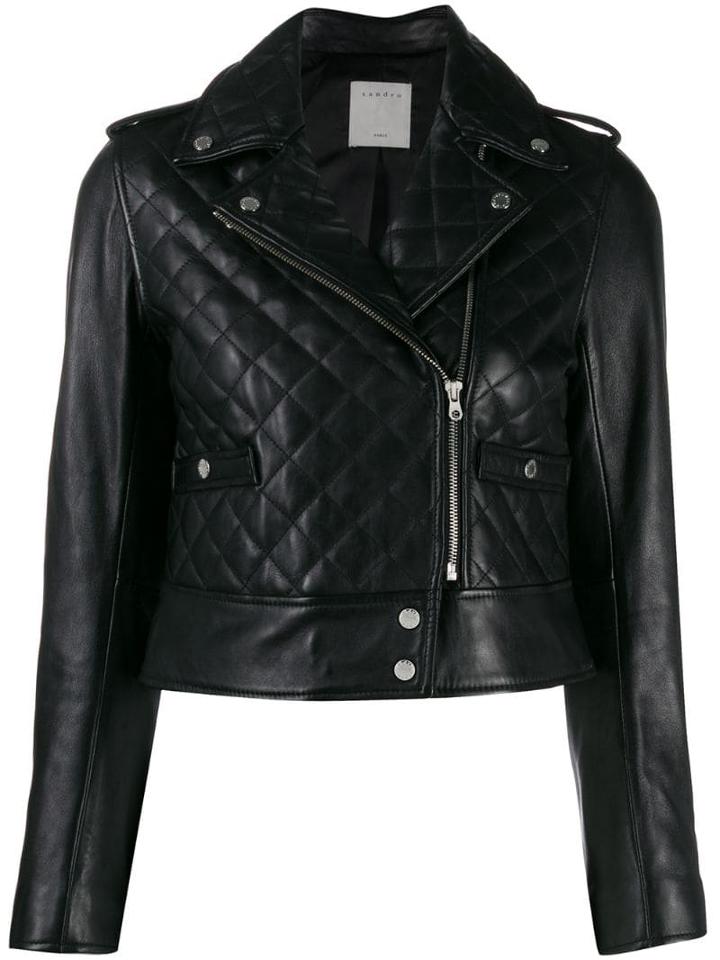 Sandro Paris Quilted Biker Jacket - Black