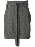 Ulla Johnson Belted Herringbone Mini Skirt - Grey