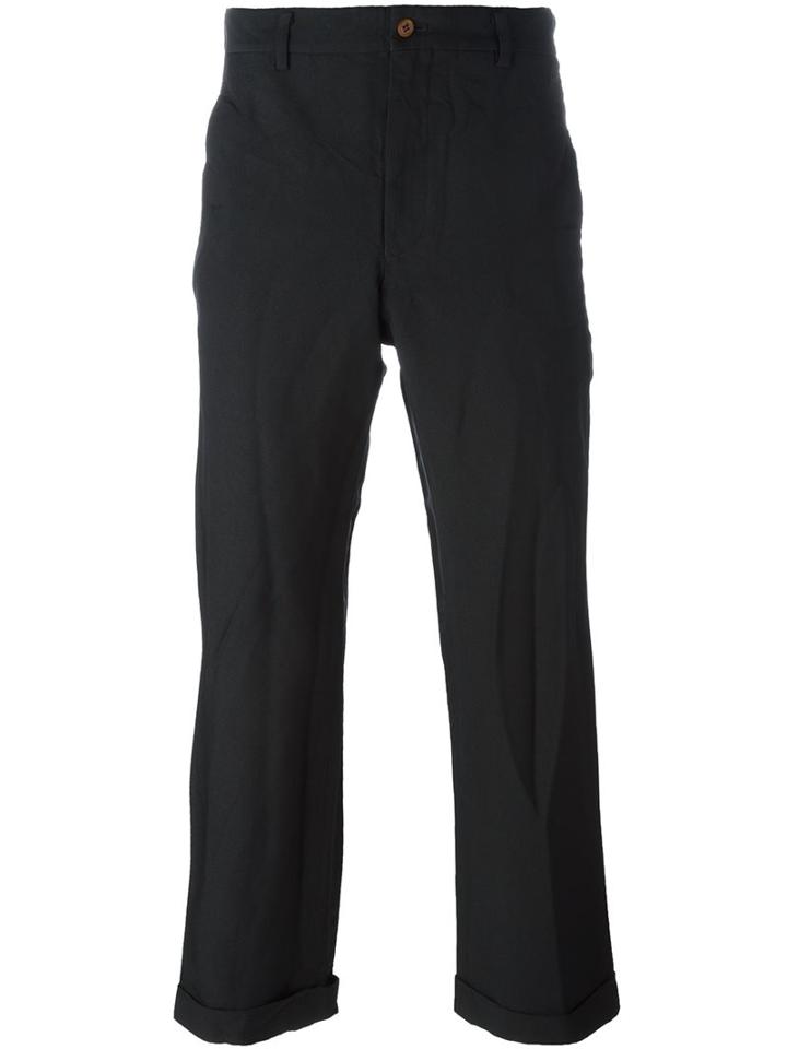 Comme Des Garçons Homme Plus Straight Leg Trousers, Men's, Size: Large, Black, Polyester