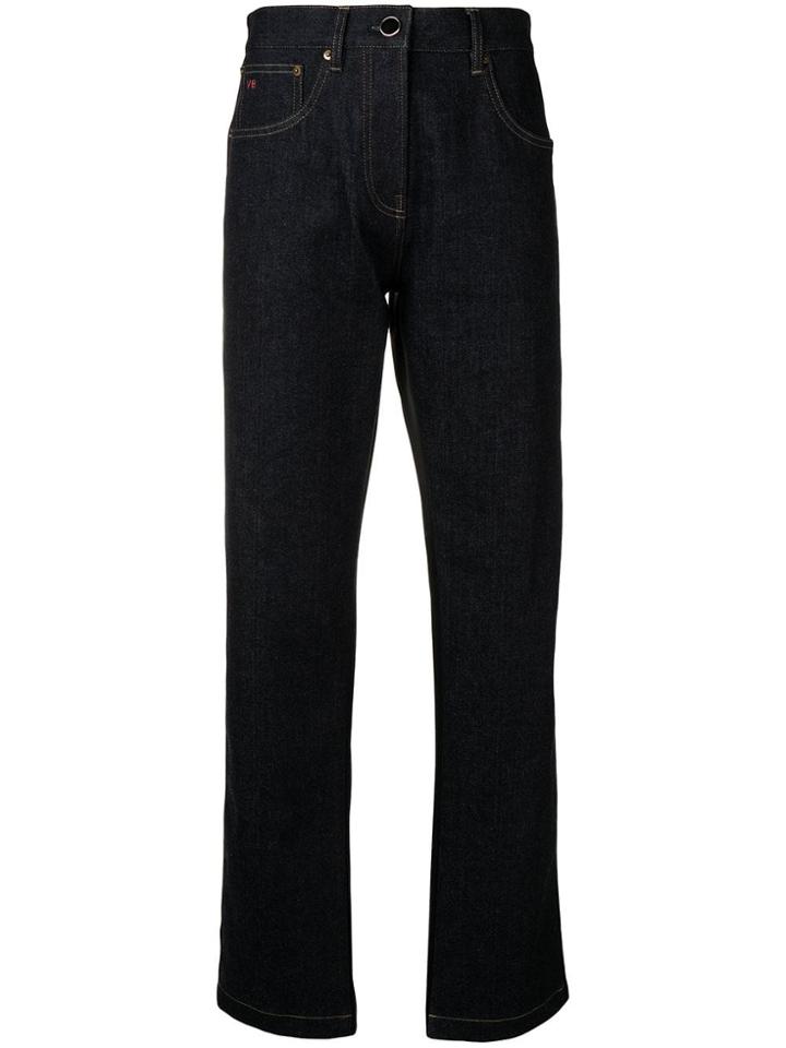 Victoria Beckham Satin Back Straight Leg Jeans - Blue