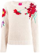 Blumarine Floral Embroidered Sweatshirt - Neutrals