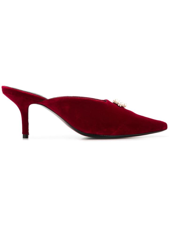Dorateymur Velvet Mules - Red