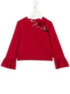 Miss Blumarine Rose Appliqué Sweater - Red