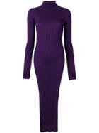 Erika Cavallini Rib Knit Turtleneck Maxi Dress - Pink & Purple
