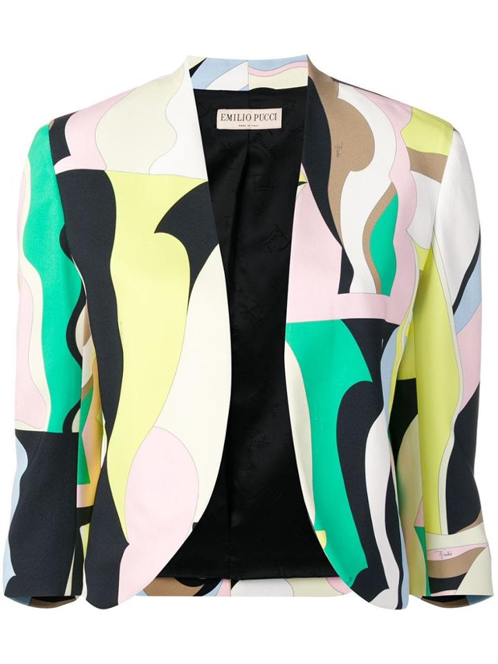 Emilio Pucci Vallauris Print Open Front Blazer - Green