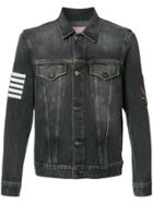 Palm Angels Striped Print Denim Jacket - Black