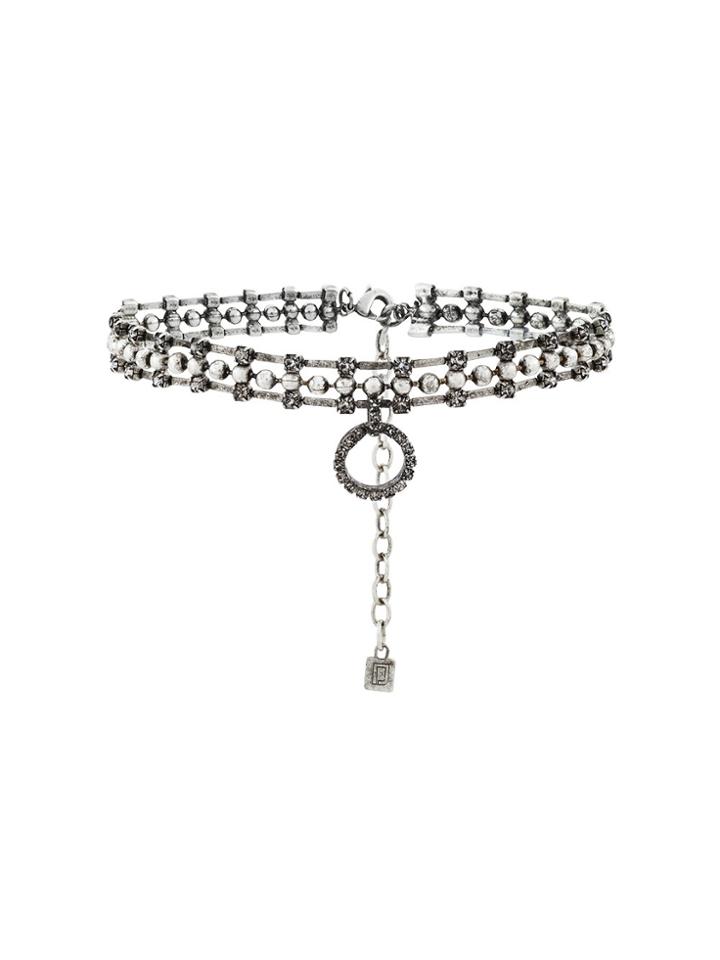Dannijo Vixie Choker With Crystal Circle Pendant - Metallic