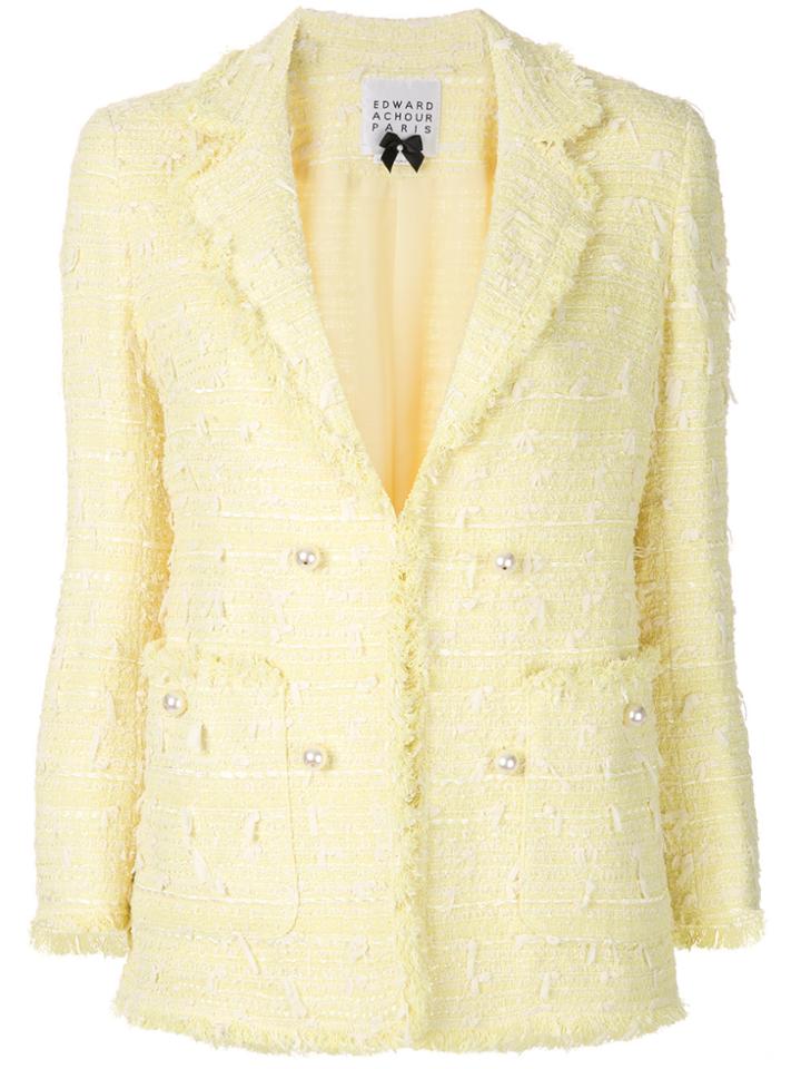 Edward Achour Paris Pearl Button Blazer - Yellow & Orange