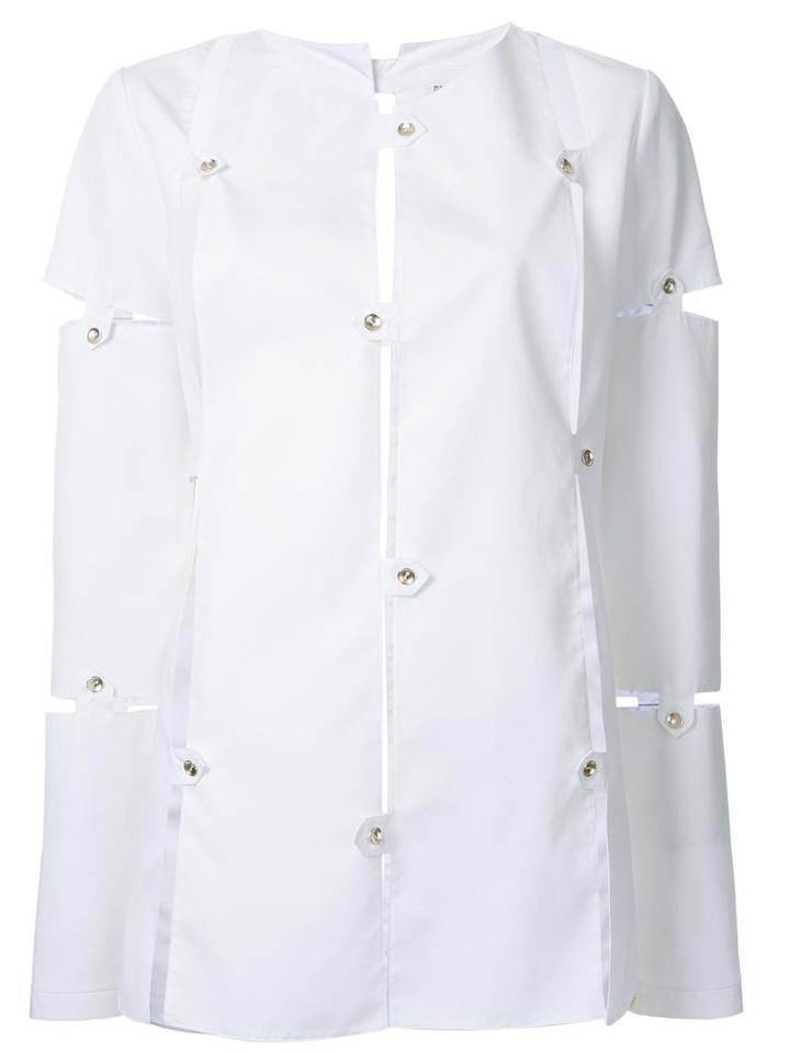 Monographie Fragment Long Sleeve Shirt, Women's, Size: Large, White, Cotton
