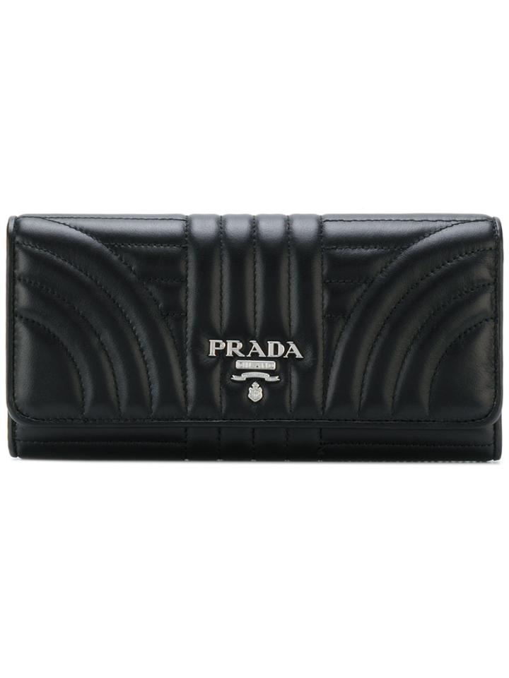 Prada Quilted Continental Wallet - Black