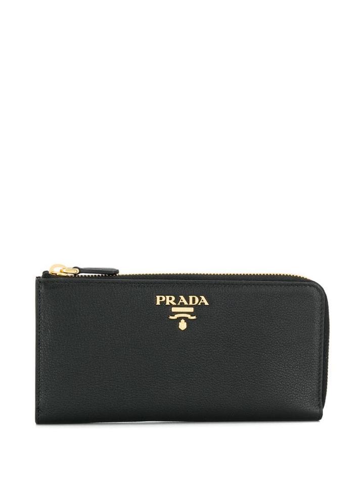 Prada Logo Plaque Purse - Black
