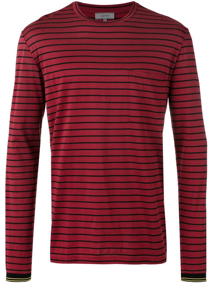 Lanvin - Long Sleeve Breton T-shirt - Men - Cotton - M, Red, Cotton