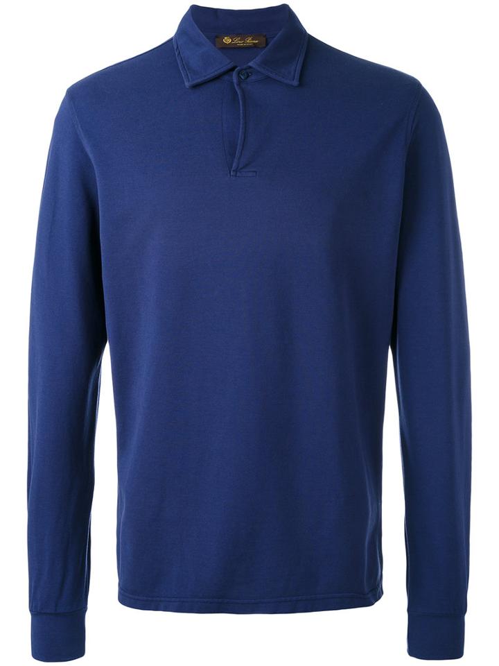 Loro Piana - Long-sleeved Polo Top - Men - Cotton - S, Blue, Cotton