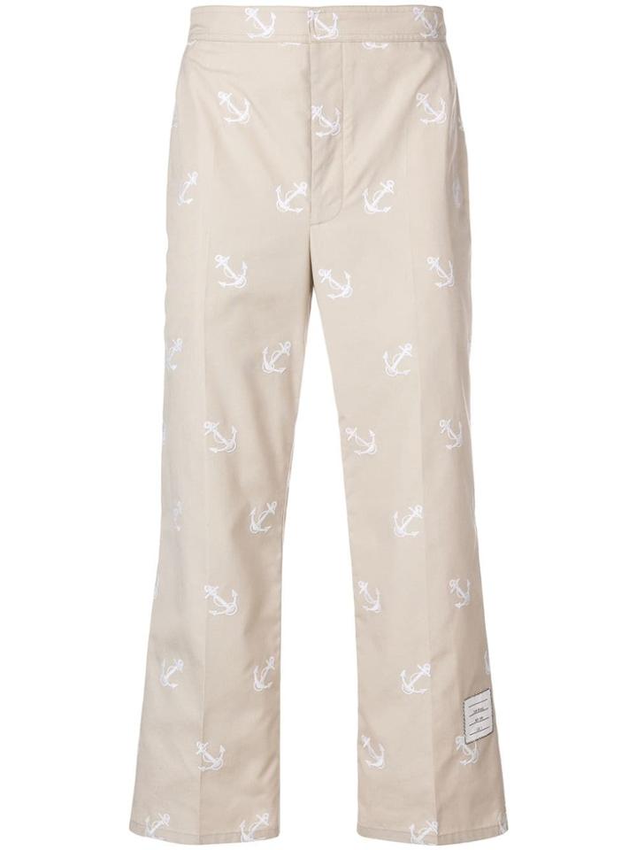 Thom Browne Anchor Embroidery Straight-leg Chino - Neutrals